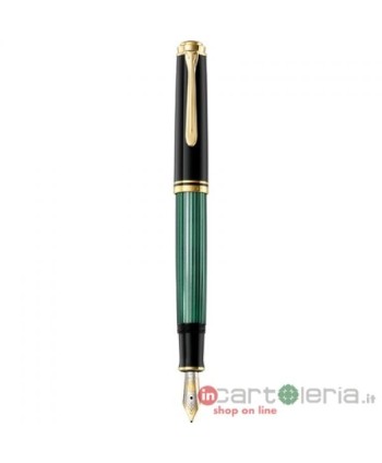 PENNA STILO M600 VERDE NERA PENNINO F ORO 18 CARATI PELIKAN (Cod. M600)