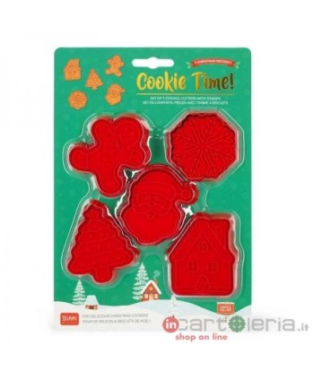 FORMINE BISCOTTI 5 COOKIE CUTTERS WITH STAMPS LEGAMI1