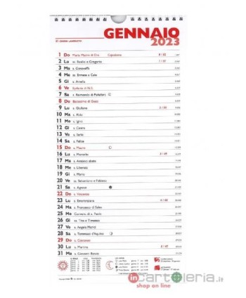 CALENDARIO 19X40 SPIRALE OLANDESE 13FF CANGINI (Cod. 000780-011)